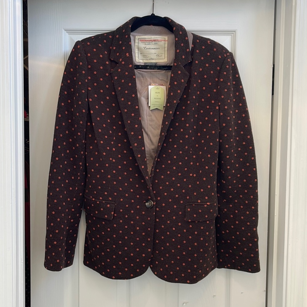NWT Anthropologie Brown Polka Dot Blazer